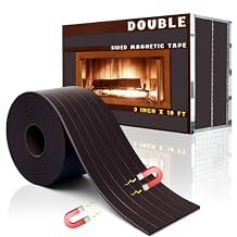 Colarr Double Sided Magnetic Tape 3" x 10 Magnetic Fireplace Draft Stopper 60 Mil Roll Tape Strips Vent Covers for DIY Art Projects Whiteboards Fridge Organization Home Office with Cutting Line