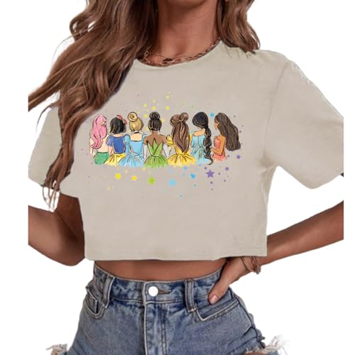 Image of Magical Crop Shirt for Women Magic Kingdom Princess Tshirt Funny Family Vacation Trip Tee Casual Holiday Top