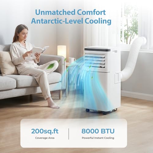 Image of Antarctic Star 8000 BTU Portable Air Conditioner, 3-in-1 AC Unit with Dehumidifier & Fan, 24H Timer, Sleep Mode, Remote Control, Digital Display for Home & Office