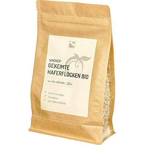 Wacker Gekeimte Haferflocken Bio, 500g. Hoher Ballaststoffgehalt. Kontrolliert angekeimt und schonend getrocknet Cover