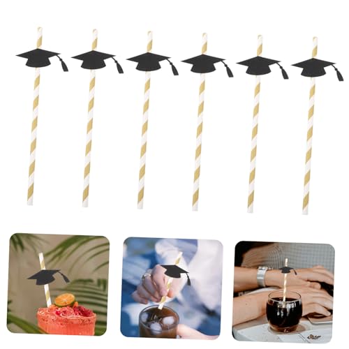 12 pitillos negros con birrete para fiesta de graduación miniatura 7