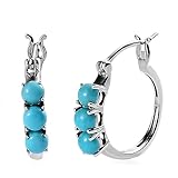 SHOP LC DELIVERING JOY Sleeping Beauty Natural Turquoise Inside Out Hoop Earrings for Women Jewelry 925 Sterling Silver Platinum Plated Engagement Jewelry Birthday Gifts for Women