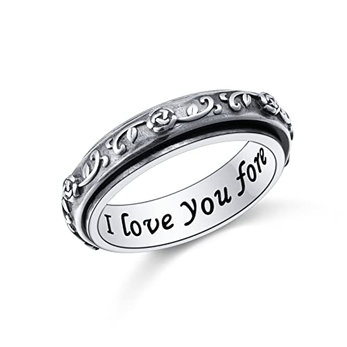 DAOCHONG Spinner Fidget Ring S925 Sterlingsilber oxidierte...