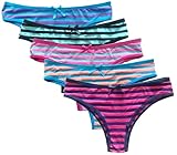 Colorful Star Pack Of 5 Womens Ladies Cute Striped Cotton Briefs Fashion Tangas Cheeky Bikinis Panties Soft Underwear,S-XXL