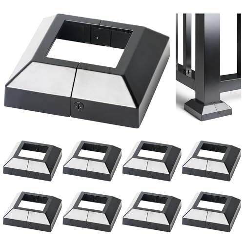 Cache de base de poteau en aluminium noir, solution pour masquer les fixations de balustrade