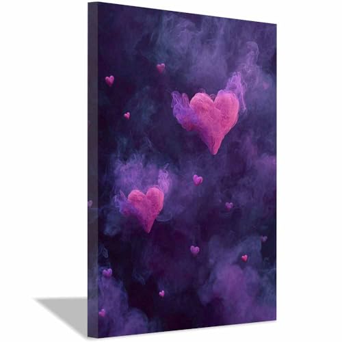Cœur fumé romantique en toile violette : créez un cocon doux chez vous