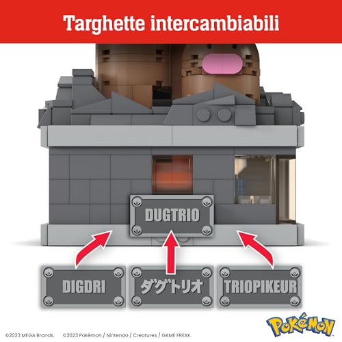 MEGA Pokémon - Dugtrio Mini Motion, set meccanizzato da costruzione con 350 pezzi e sistema Mattoncino movimento a comparsa dei personaggi, set da collezione, giocattolo per bambini, 13+ anni, HTH73 - Lego - Immagine 4