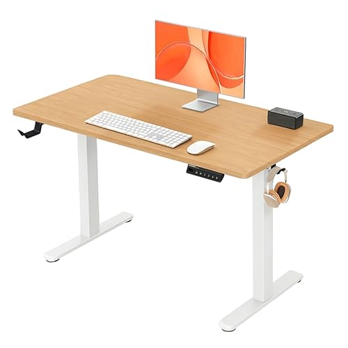 iVOOMi Compudesk Imperium Automatic Height Adjustable Everyday Ergonomic Sit Stand Desk for Office Work with Advance Memory Preset, 100 Kgs Max Weight Capacity, 4 Preset Height Options - Light Brown