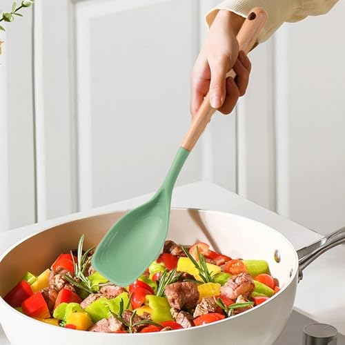 Utensilios de cocina con mango de madera y diseño antiadherente duradero 5