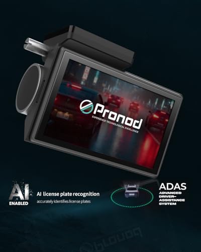 Image of PRONOD 4K+2.5K Dash Cam for Car Front and Rear | Dashcam for Car with Mic, 3 inch Touch Screen, ADAS, GPS Tracking, Night Vision, WiFi App Control, 24H Parking Mode, Supports 512GB | Free Hardwire Kit