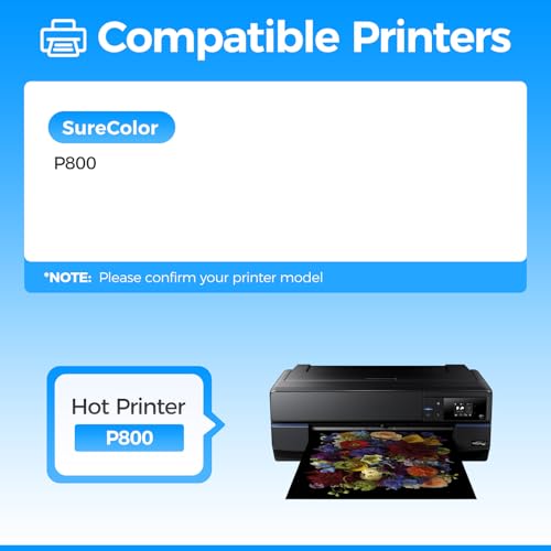 Image of Remanufactured T850 Ink Cartridges 9-Pack 80ml with Chip T8501 T8502 T8503 T8504 T8505 T8506 T8507 T8508 T8509 Ink Set High Capacity Replacement Compatible with SureColor P800 SC-P800 Inkjet Printer