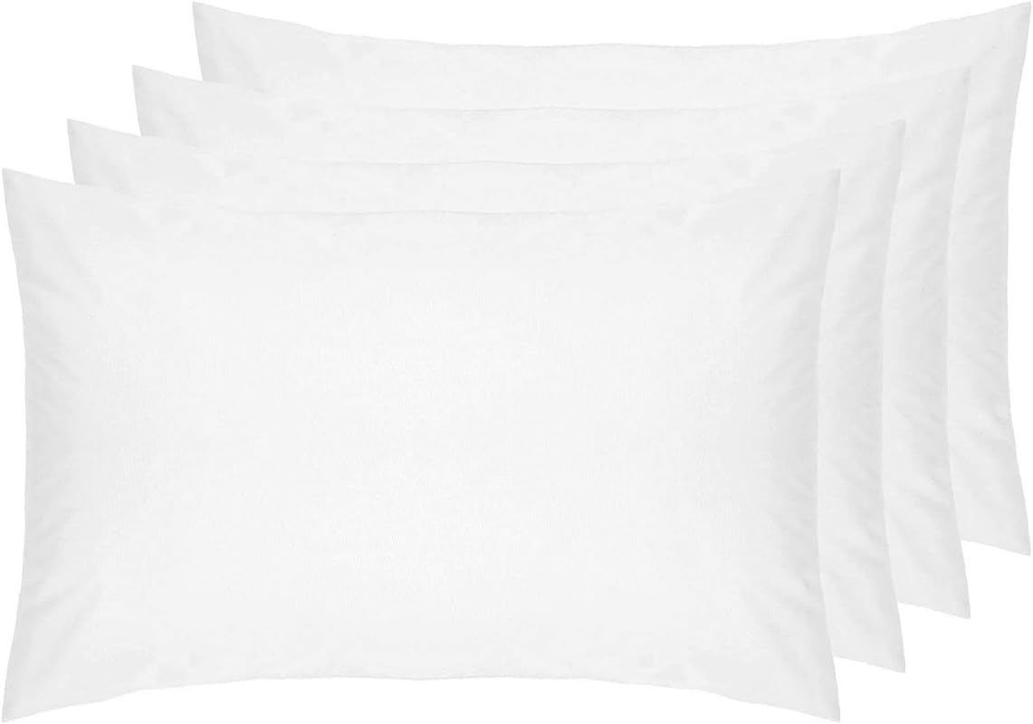DTEX HOMES Pillow Cases 4 pack 800 Thread Count 100% Egyptian Cotton Hotel Quality Soft Sateen white pillowcases 4 pack -4 x Housewife Pillow Cases (50 x 75cm) — image 1