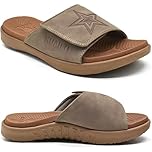 KuaiLu Mens Orthotic Slides Soft Cushion Sport Sandals with Plantar Fasciitis Arch Support Adjustable Open Toe Summer Slippers Slip on Indoor Outdoor Chestnut Size 10