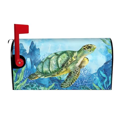 Nautical Sea Turtle Mailbox Covers, Summer Ocean Beach Magnetic Mailbox Covers, Standard Size 21