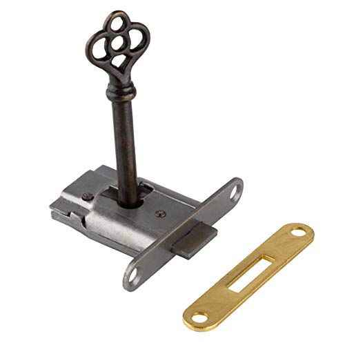 Full Mortise Cabinet Door Or Drawer Lock W/ Plate And Skeleton Key - Antique Furniture Hardware | S-15S #TOP1