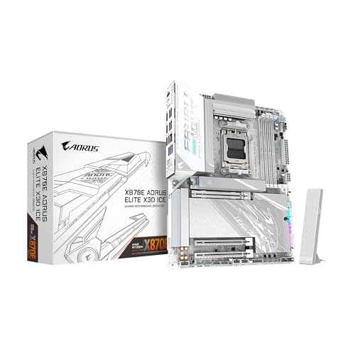 Image of GIGABYTE X870E AORUS ELITE X3D ICE AMD AM5 LGA 1718 ATX Motherboard, Supports AMD Ryzen 9000 /8000 /7000 Series Processors, DDR5, 16+2+2 Power Phase, 4x M.2, PCIe 5.0, WIFI, 5 GbE, Plus, 5-Year Warranty