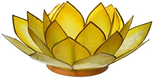 Om Gallery Capiz Shell Lotus Tea Light Holder, Sunshine