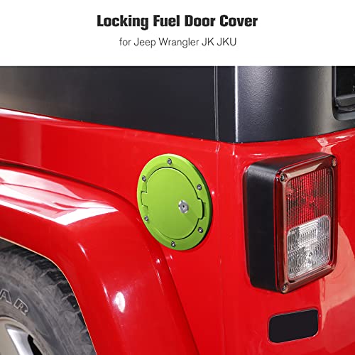 Compuerta de combustible con bloqueo para Jeep Wrangler JK 2007-2018, accesorio verde 7