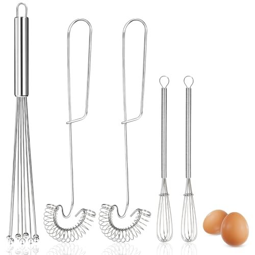 Prebarfun 5 Pezzi Frusta da Cucina in Acciaio Inossidabile, Frusta Spirale da Cucina, Sbattitore Manuale Con 8-Stahlkugeln 30cm, 27cm, 20cm per Mescolare, le Uova, Mescolare la Pastella, la Schiuma