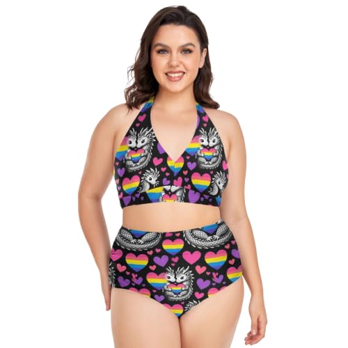 Bikini grande taille dragon coloré pour vos vacances à la plage
