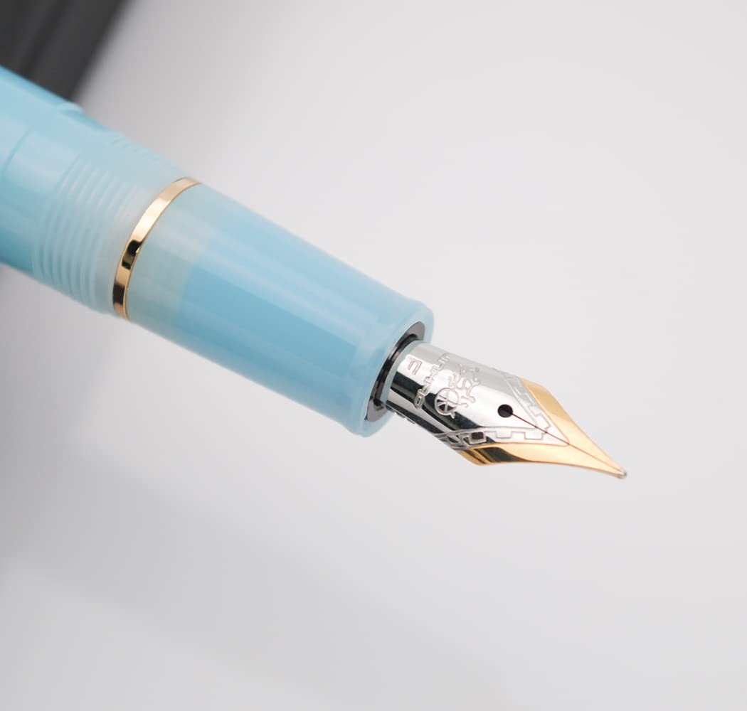 JINHAO 82 Celluloid Fountain Pen Acrylic Ink Pen with Ink Converter (Fine Nib, Gold Clip-Transparent Sky Blue) - Image 2