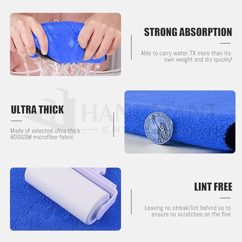 Image of H HANUMANT ENTERPRISE 3 PCS Premium Microfiber Towels for Cars Wash Drying 800GSM Thick Plush Cleaning Cloth Auto Detailing Super Absorbent for Interior & Exterior Lint Free, Streak Free, 40X40 cm