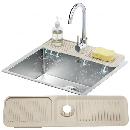 24” Silicone Faucet Mat for Kitchen Sink Splash Guard Beige