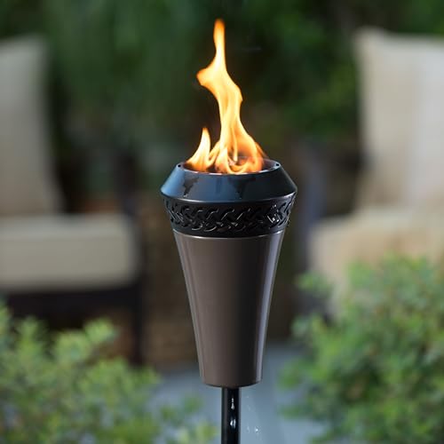 TIKI Island King 65" Metal Outdoor Torch – Weather-Resistant Decorative Torch with Long-Lasting Wick, Snuffer & Easy Refill for Backyard,...