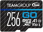 TEAMGROUP GO Card 256GB Micro SDXC UHS-I U3 V30 4K for GoPro & Action Cameras High Speed Flash Memory Card with Adapter for Outdoor, Sports, 4K Shooting TGUSDX256GU303