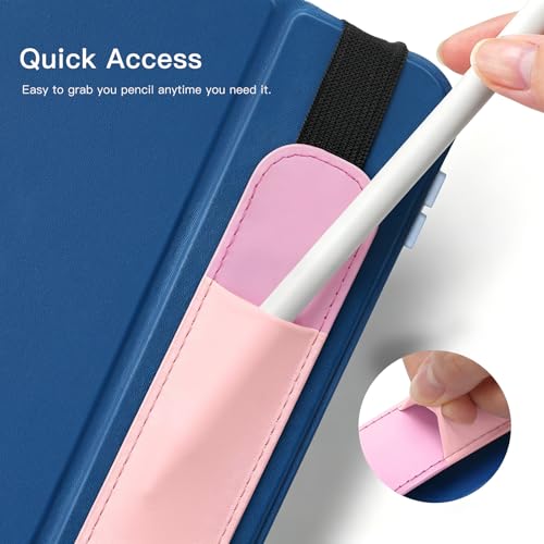 Image of MoKo Pencil Case Holder Fit The Apple Pencil (Pro and USB-C and 1st and 2nd Gen), Detachable Elastic Pocket for Stylus Pen with Elastic Band Attached to iPad Case, Flowers Pink