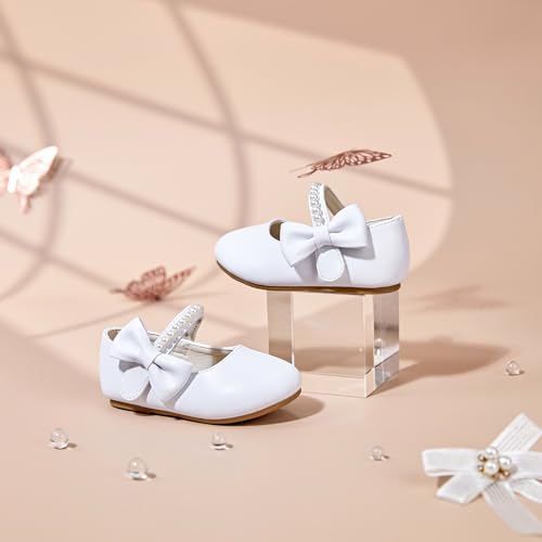 Image of PHIRAMIN Toddler Flower Girl Glitter Dress Shoes Little Girl Ballet Flats Bow Wedding Party