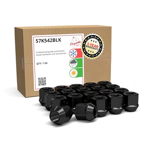 Image of Wheel Accessories Parts 1 /2 inch-20 Thread Open End Bulge Acorn 1.00 inch 25mm Long Lug Nuts 13 /16 inch 21mm Hex Fits Ford Bronco Mustang | GMC C1500 C1500 Suburban | Mazda B Series