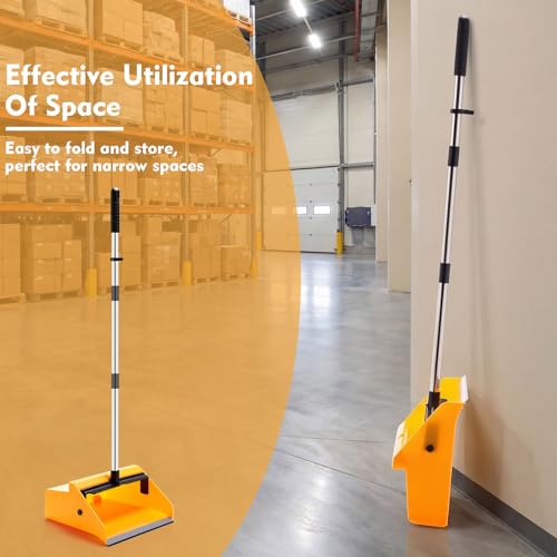 Didaey 1 Pcs Commercial Dustpan with Comb 38” Long Handle Upright Heavy Duty Dust Pan Outdoor Indoor for Courtyards Garages Lobby Mall Market Market Floors Office Pet Hair Rubbish Cleaning - Thumbnail 3