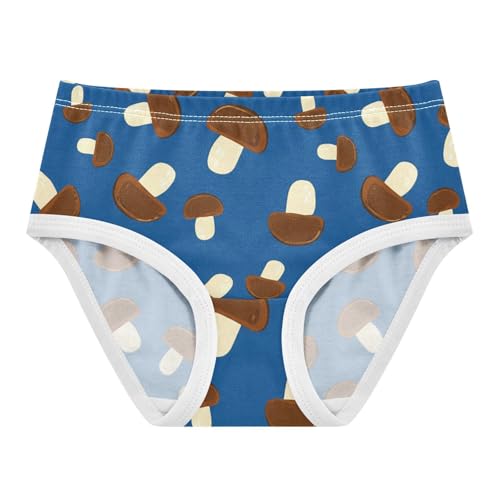 Toddler Girls Underwear 2t Cotton Little Girl Panties Fun Print Briefs Kids Undies Porcini Mushrooms Brown Blue
