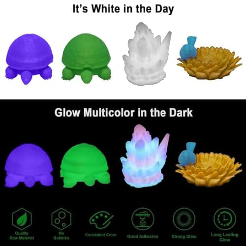 Image of YOUSU 3D Printer Filament Bundle, Glow in The Dark Filament Multicolor, Green, Blue, Yellow and Rainbow PLA Filament 1.75 mm, Dimensional Accuracy + /- 0.03 mm, 250g X 4 Pack