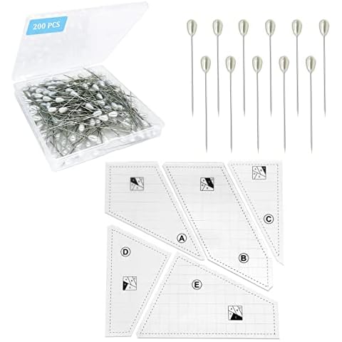 5pcs Quilting Rulers and Templates + 200PCS Corsage Pins Cover