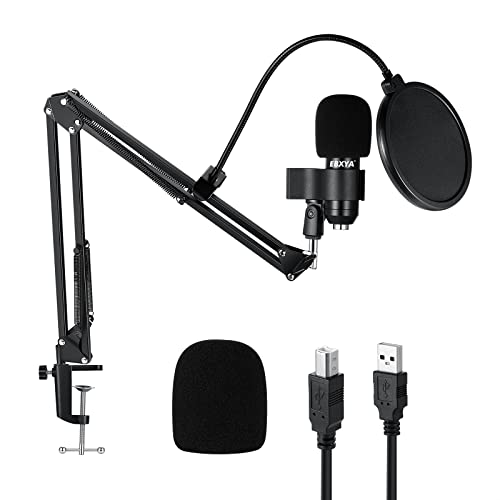 EBXYA Micrófono USB para PC, micrófono de condensador, 192 KHz/24 bits, micrófono de estudio cardioide USB para grabar, karaoke, juegos, transmisión Cover