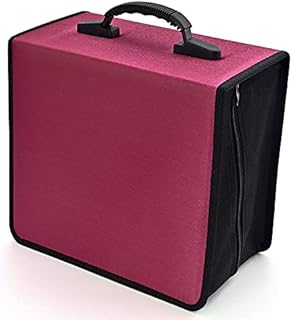 alavisxf xx CD Case, 432 Capacity DVD Case Holder, Heavy Duty Zipper Protective Movie Media Storage Organizer Binder Wallet for Car Home Office Travel (432 Capacity, Red)