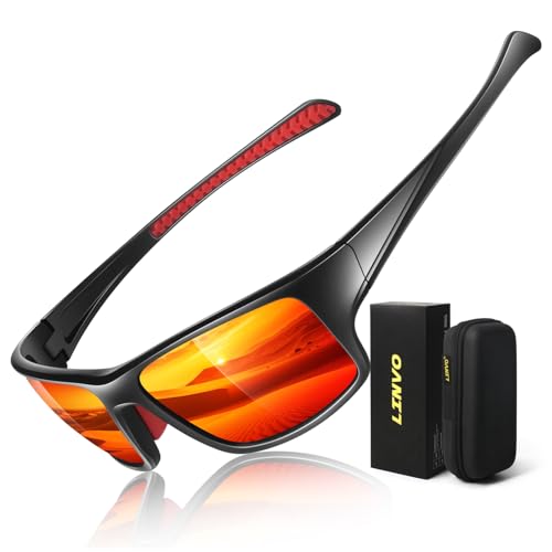 LINVO Polarised Sports Sunglasses for Men,Thick Square Wrap Around 100% UV400 Protection Sun Glasses for Driving Fishing