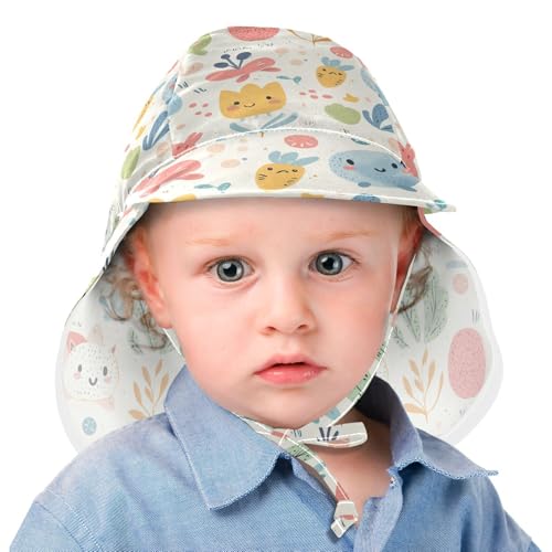 Cartoon Childish Monsters Light Color Baby Boys Girls Beach Hats Boys Caps Girl UPF 50+ Protection Large Brim Traveling Swim2