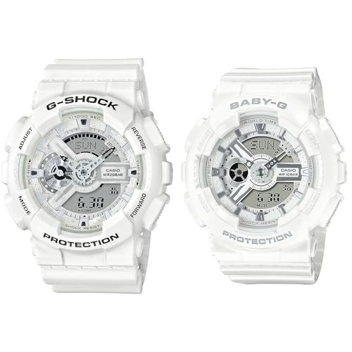 [カシオ]CASIO 防水 ペアウォッチ G-SHOCK Baby-G ジーショック ベビージー メンズ レディース アナデジ ホワイト GA-110MW-7ABA-110X-7A3 腕時計[並行輸入品]