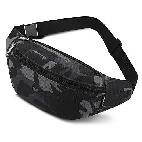 Bauchtasche für Damen und Herren Gürteltasche Hüfttasche Doggy Bag Outdoor Sport Groß Handytasche Umhängetasche Camping Fitness Fahrrad Geld Pouch Pack