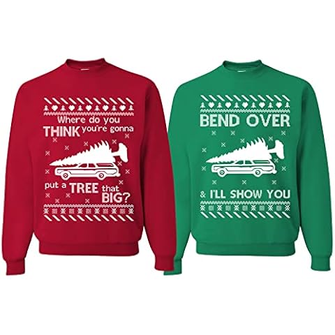 Wild Bobby Tree That Big Bend Over | Couples Matching Ugly Christmas Sweater, Tree Red L Bend Over Green XL Cover