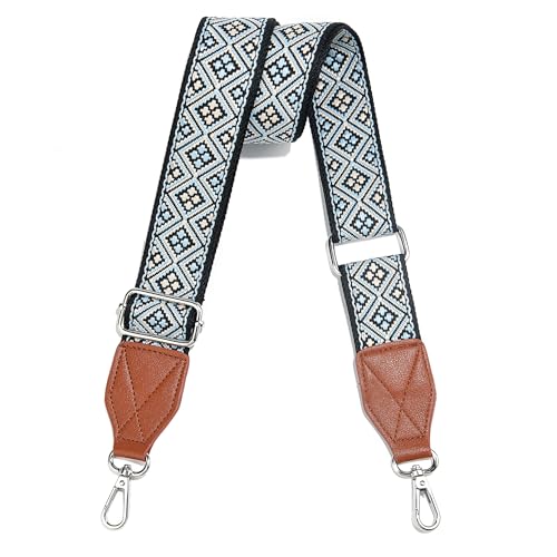 Image of Purse Strap,1.5 inch Leather End Shoulder Strap Adjustable Replacement,Retro Multi-Pattern Crossbody Bag Straps