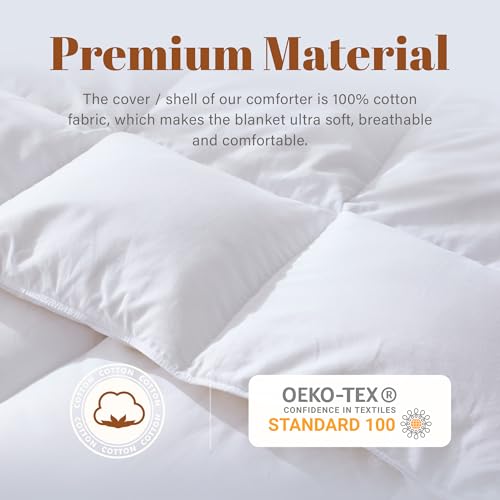 Image of Cosybay King Size Feather Down Fiber Comforter - All Season White Duvet Insert - Luxury Medium Warmth Hotel Bedding Comforter,100% Cotton Cover-King, 106 x 90 Inch