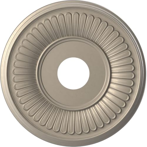 Image of Ekena Millwork CMP16BECSV Berkshire Thermoformed PVC Ceiling Medallion (Fits Canopies up to 7 inch), 16 inchOD x 3 1 /2 inchID x 1 inchP, Metallic Silver Metallic