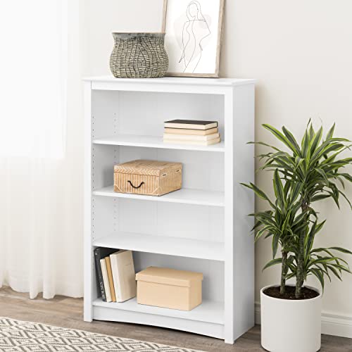 Image of Prepac Sonoma 4-Tier Bookcase 48 inchH with 3 Adjustable Shelves, White Storage Cabinet, Modern Display Cabinet, Bookshelf with Storage Shelves for Home Office, Living Room Organizer