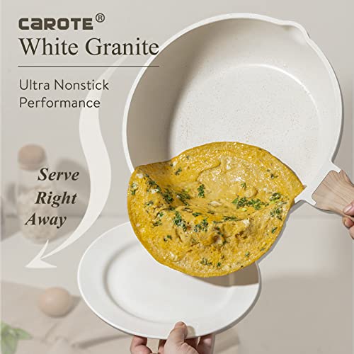 Carote Pots And Pans Set Nonstick, White Granite Induction Kitchen Cookware Sets, 11 Pcs Non Stick Cooking Set W/Frying Pans & Saucepans(Pfos, Pfoa Free) #TOP3