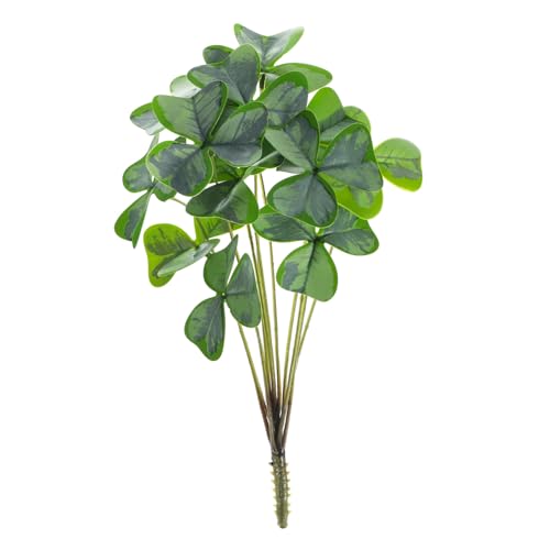 Toyvian 1 Bunch Artificial Shamrock Faux Green Plant with Realistic Leaves Decorative Shamrock Stems for Vase Indoor Outdoor Greenery Picks for Home Party and Holiday