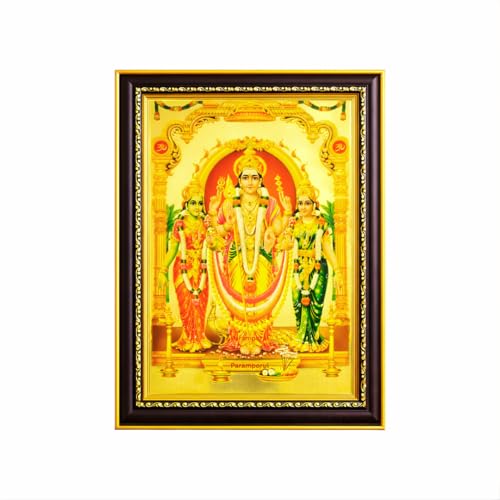 Image of Paramporul Gallery Gold Foil Photo Frame for Pooja Room, Hindu God Wall Decor, Ready to Hang, 10x14 Inch (muruganvallideivanai)